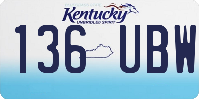 KY license plate 136UBW