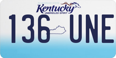 KY license plate 136UNE