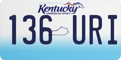 KY license plate 136URI
