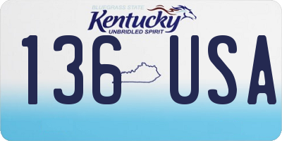 KY license plate 136USA