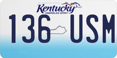 KY license plate 136USM