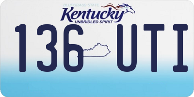 KY license plate 136UTI
