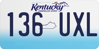 KY license plate 136UXL