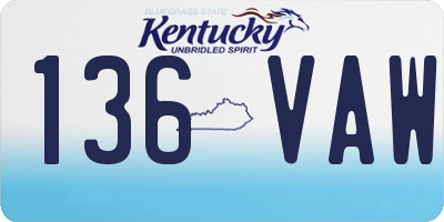 KY license plate 136VAW