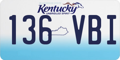 KY license plate 136VBI
