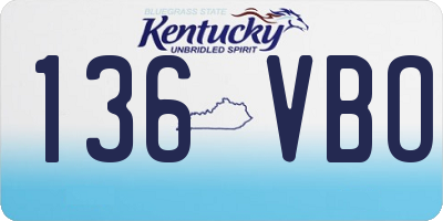 KY license plate 136VBO