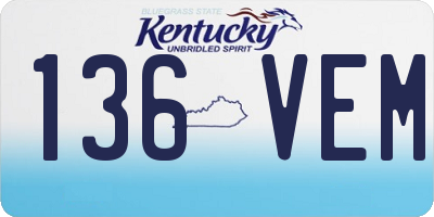 KY license plate 136VEM