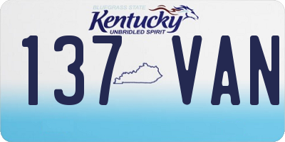 KY license plate 137VAN