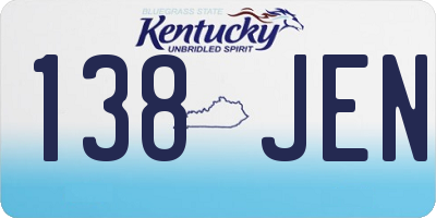 KY license plate 138JEN
