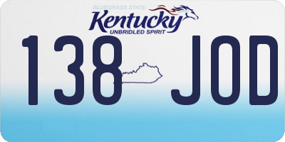 KY license plate 138JOD