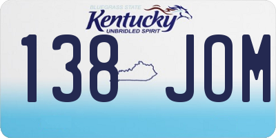KY license plate 138JOM