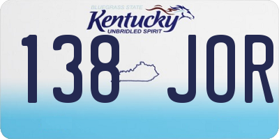 KY license plate 138JOR