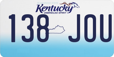 KY license plate 138JOU
