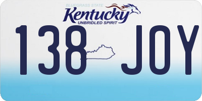 KY license plate 138JOY