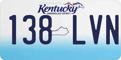 KY license plate 138LVN