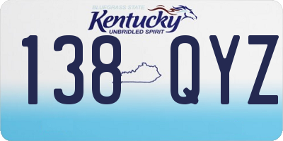 KY license plate 138QYZ