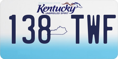 KY license plate 138TWF