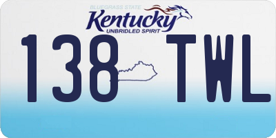 KY license plate 138TWL