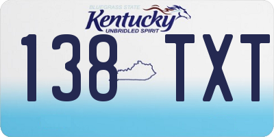 KY license plate 138TXT