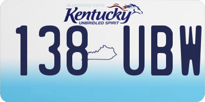 KY license plate 138UBW