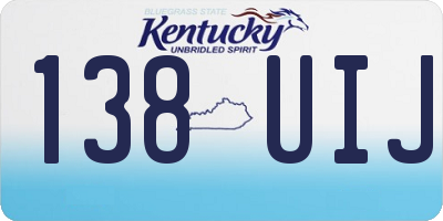 KY license plate 138UIJ