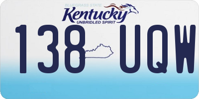 KY license plate 138UQW