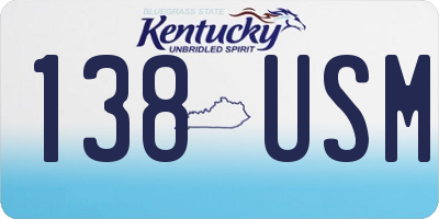 KY license plate 138USM