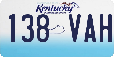 KY license plate 138VAH