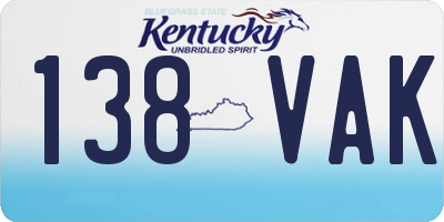KY license plate 138VAK
