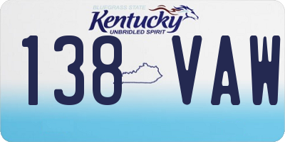 KY license plate 138VAW