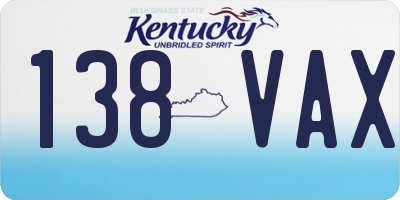 KY license plate 138VAX