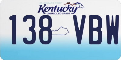 KY license plate 138VBW