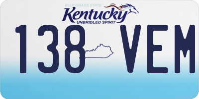 KY license plate 138VEM