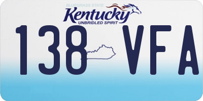 KY license plate 138VFA