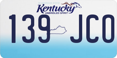 KY license plate 139JCO