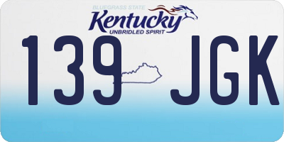 KY license plate 139JGK