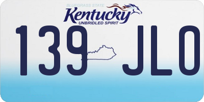 KY license plate 139JLO