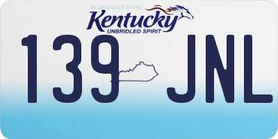 KY license plate 139JNL