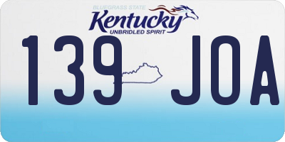 KY license plate 139JOA