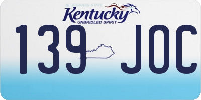 KY license plate 139JOC