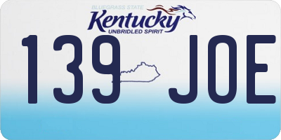KY license plate 139JOE