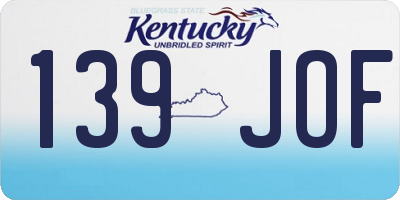 KY license plate 139JOF