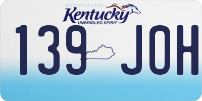 KY license plate 139JOH