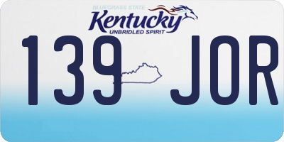 KY license plate 139JOR