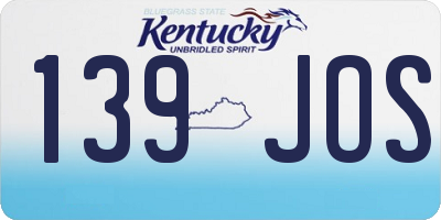 KY license plate 139JOS