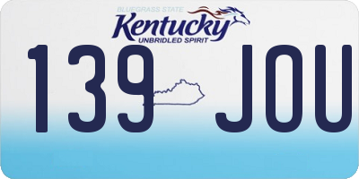 KY license plate 139JOU
