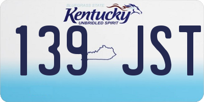KY license plate 139JST