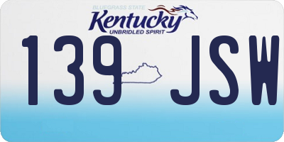 KY license plate 139JSW
