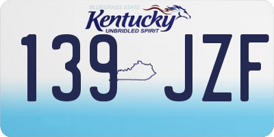 KY license plate 139JZF