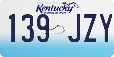 KY license plate 139JZY